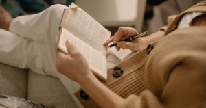 woman reading a book